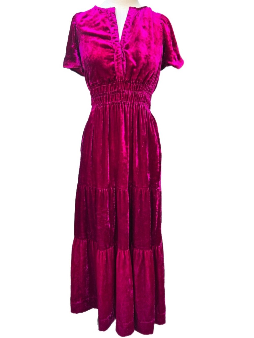 Magenta Velvet Anthropologie Somerset Dress